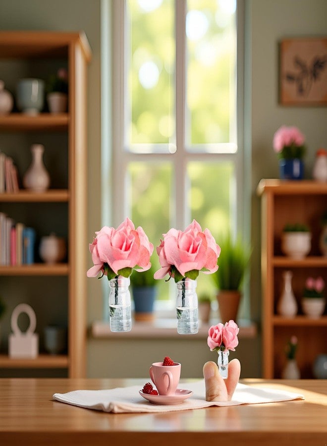 BWESOO 2Pcs Mini Dollhouse Miniature Vase Micro Landscape Colorful Flower Glass Bottle Miniature Decoration for 1:12 Scale Dollhouse Scene Props Décor Accessoriesecor (Pink) - Image 5